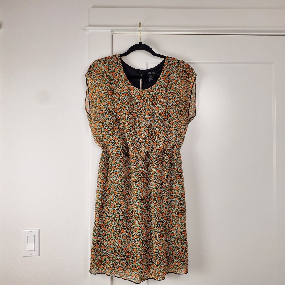 In Focus Studio Floral Blouson Dress Womens 10 Multi-Color Chiffon Mini